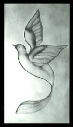 etched glass bird- shaded etching